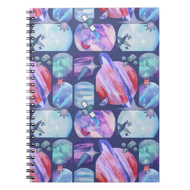Watercolor Galaxy Patchwork Notebook (Front)