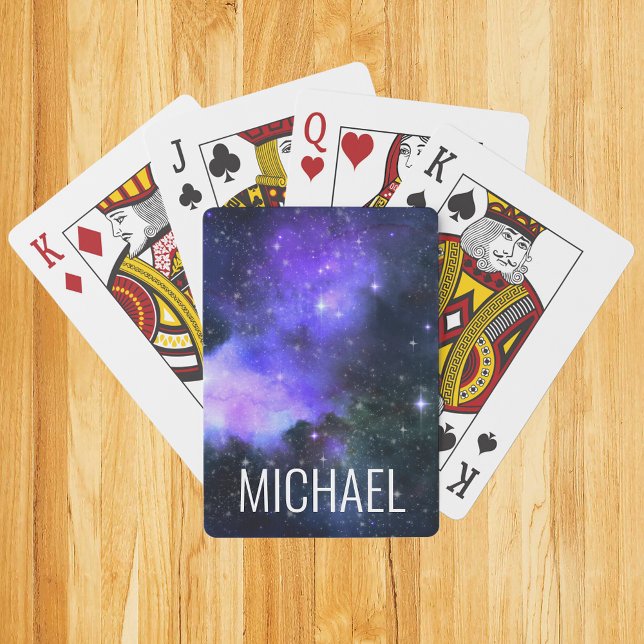 Watercolor Galaxy Personalised Name Space   Playing Cards (Creator Uploaded)