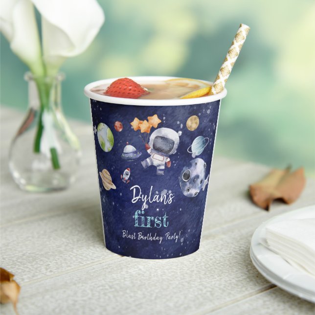Watercolor Galaxy Planet Kids Baby Shower  Paper Cups (Insitu)