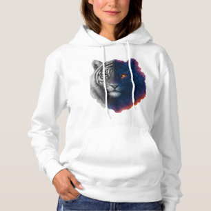 Watercolor Galaxy Tiger Illustration Hoodie