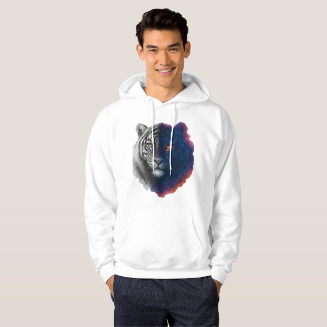  Watercolor Galaxy Tiger Illustration Hoodie (Front Full)