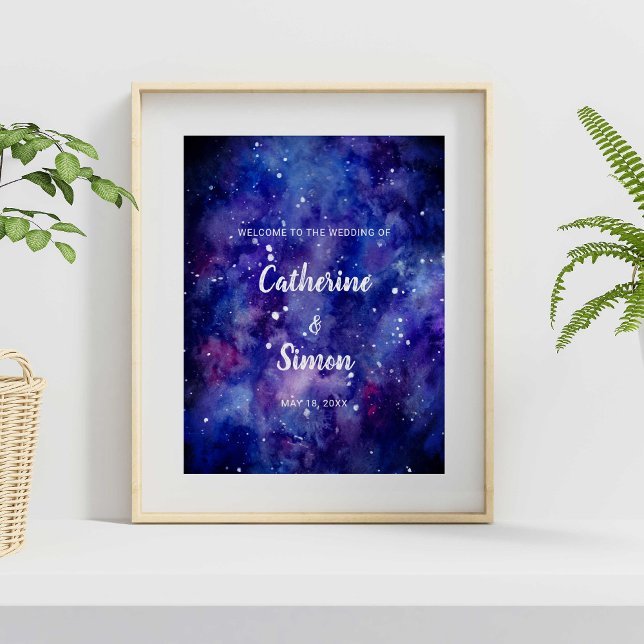 Watercolor Galaxy Welcome Wedding Hand Lettering Poster (Creator Uploaded)