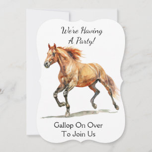 Watercolor Galloping Horse Personalised Invitation