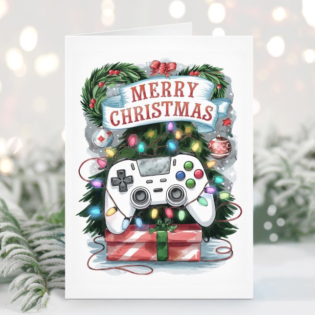 Watercolor Gaming Gamer Christmas Card (Creator Uploaded)
