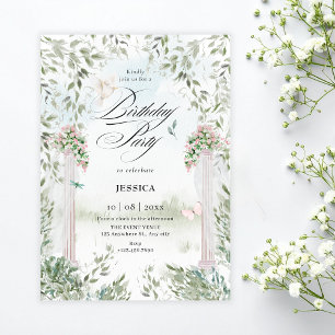 Watercolor garden birthday invitation