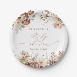 Watercolor Garden Boho Floral Baby Shower Paper Plate
