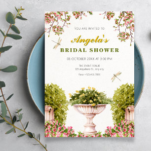 Watercolor garden bridal sower invitation