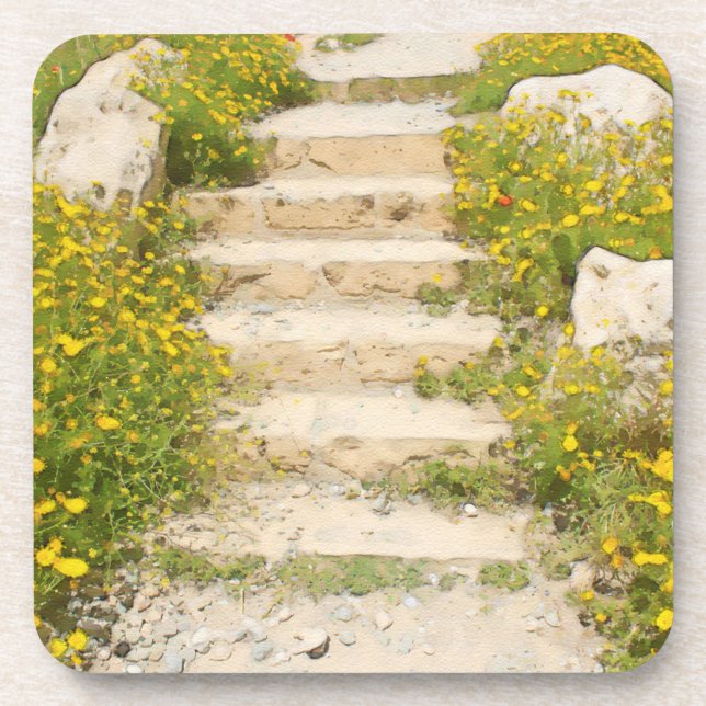 Watercolor garden coaster (Front)