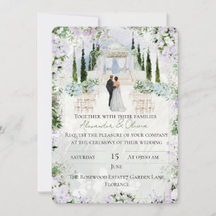Watercolor Garden Elegant Altar Wedding  Invitation