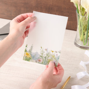 Watercolor Garden Flower Border Vellum Invitations