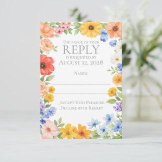 Watercolor Garden Flower Wedding Invitation