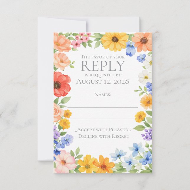 Watercolor Garden Flower Wedding Invitation (Front)