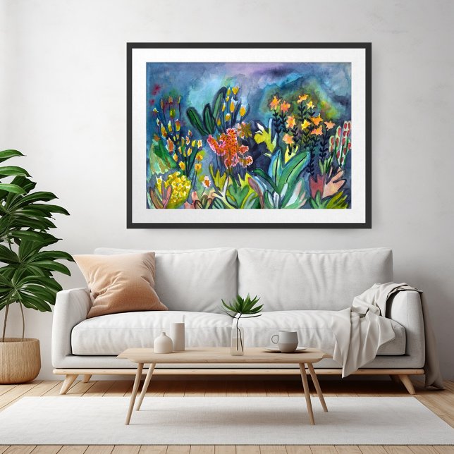 Watercolor Garden Flowers Art Poster (Watercolor Garden Flowers Art Poster)