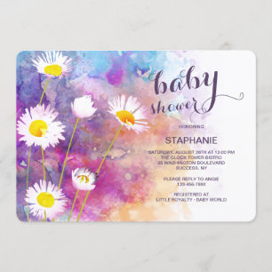 Watercolor Garden Flowers Baby Shower Invitation