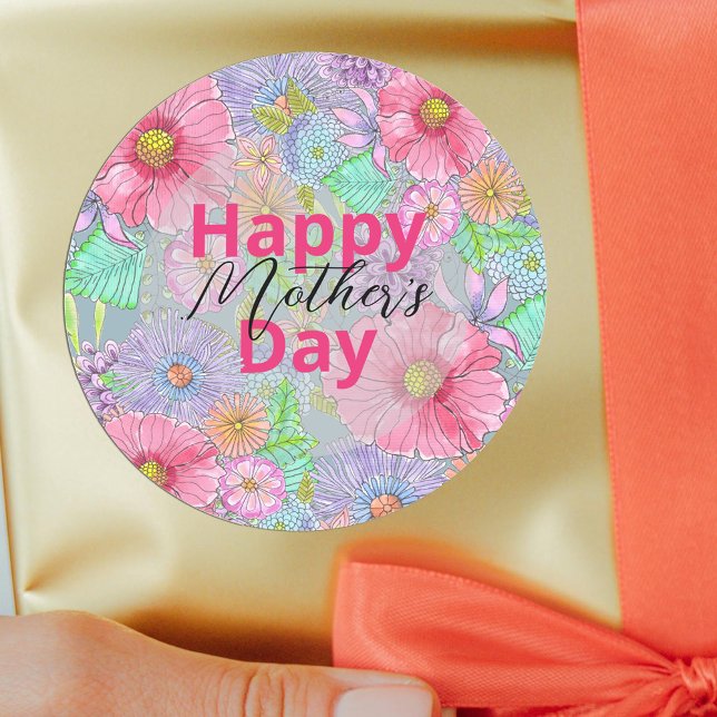 Watercolor Garden Flowers Botanical Mother's Day Classic Round Sticker (Creator Uploaded)