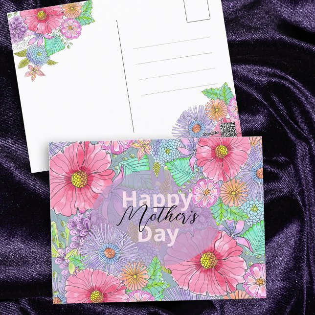 Watercolor Garden Flowers Botanical Mother's Day Postcard (Creator Uploaded)
