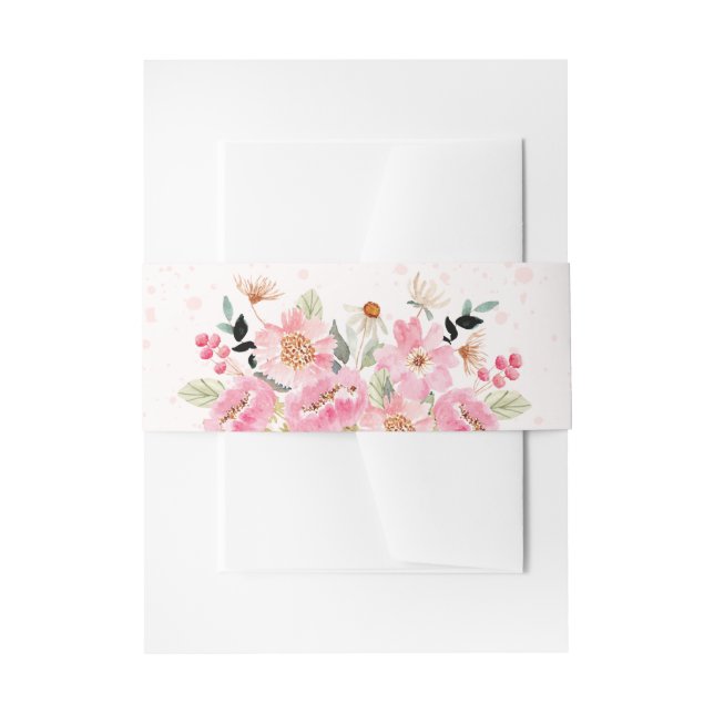 Watercolor Garden Flowers Invitation Belly Band (Front Example)