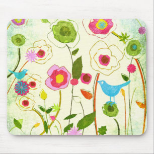 Watercolor Garden Flowers Mouse Mat