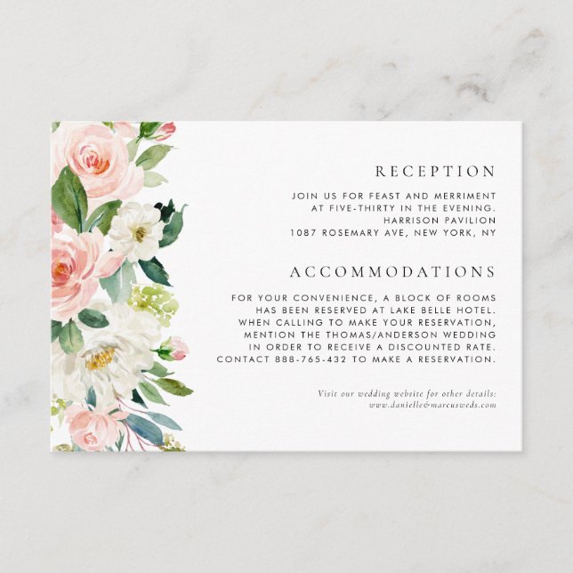 Watercolor Garden Flowers Spring Wedding Details Enclosure Card (Front)