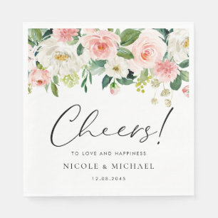 Watercolor Garden Flowers Spring Wedding Napkin