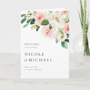 Watercolor Garden Flowers Spring Wedding Programme