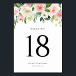 Watercolor Garden Flowers Spring Wedding Table Number<br><div class="desc">Customisable table numbers card featuring watercolour floral bouquets of blush,  pink and white roses,  dahlias and peonies. Personalise by adding your details. These floral table numbers cards are perfect for weddings,  bridal showers,  birthday parties,  and more.</div>