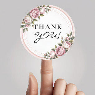 Watercolor Garden Flowers Thank You  Classic Round Sticker