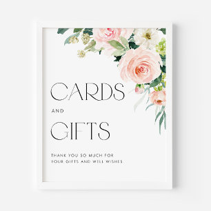 Watercolor Garden Flowers Wedding Cards and Gifts Poster