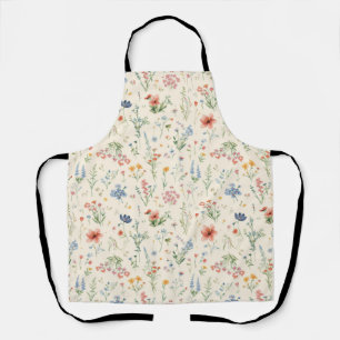 watercolor Garden Flowers Wildflower Spring Meadow Apron