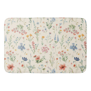 watercolor Garden Flowers Wildflower Spring Meadow Bath Mat