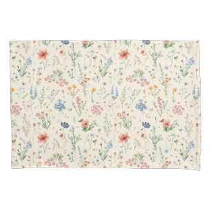 watercolor Garden Flowers Wildflower Spring Meadow Pillowcase