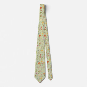 watercolor Garden Flowers Wildflower Spring Meadow Tie