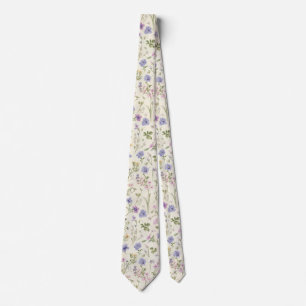 watercolor Garden Flowers Wildflower Spring Meadow Tie