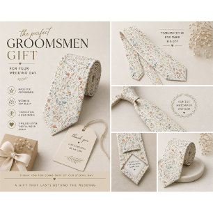 watercolor Garden Flowers Wildflower Spring Meadow Tie
