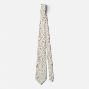 watercolor Garden Flowers Wildflower Spring Meadow Tie