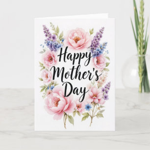 Watercolor Garden Mothers Day Artistic Floral  Holiday Card