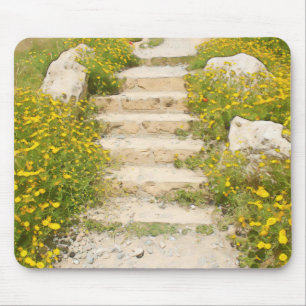 Watercolor garden mouse mat