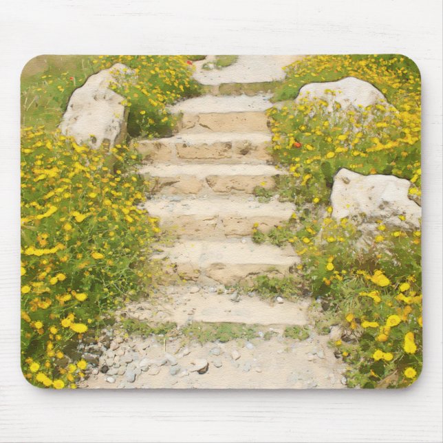 Watercolor garden mouse mat (Front)