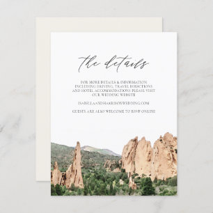 Watercolor Garden of the Gods Wedding Details Card