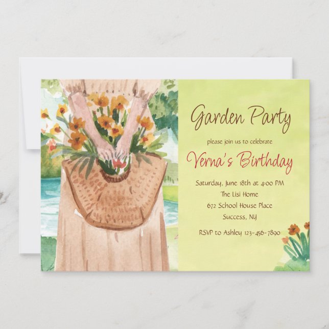Watercolor Garden Party Invitation (Front)
