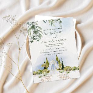 Watercolor Garden Pavilion Outdoor Wedding Invitation Postcard