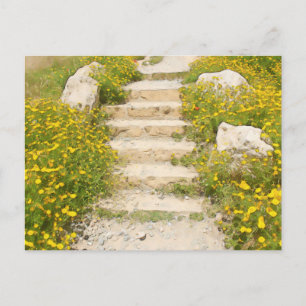 Watercolor garden postcard