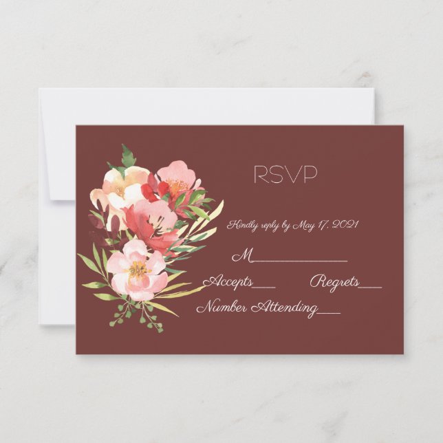 Watercolor Garden Rose Bouquet RSVP Card (Front)