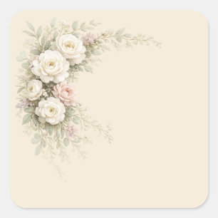 Watercolor Garden Roses for Timeless Square Sticker
