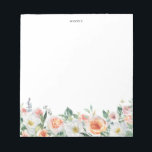 Watercolor Garden Roses Garland Personalised Notepad<br><div class="desc">An elegant and whimsical notepad featuring a watercolor garland consisting of garden roses,  cabbage roses,  white flowers and foliage. This will be a perfect feminine accent for your office. Personalise by adding a name or a short phrase.</div>