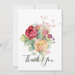 Watercolor Garden Roses Thank You Card