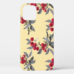 Watercolor garden rowan plant seamless pattern on iPhone 12 case