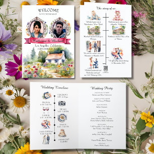 Watercolor Garden Spring Wedding Icon Timeline Programme