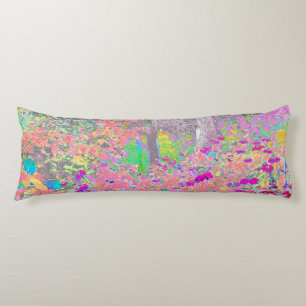 Watercolor Garden Sunrise with Purple Flowers Body Cushion