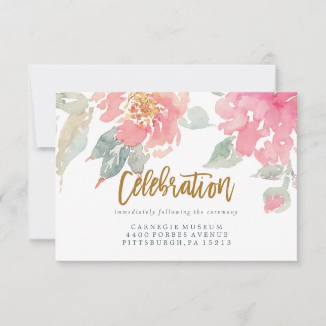 WATERCOLOR GARDEN WEDDING celebration card (Front)